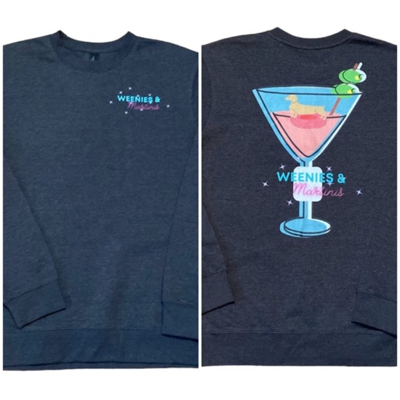 District V.I.T. Fleece Gray Weenies & Martinis Sweatshirt Size Large - Picture 2 of 10